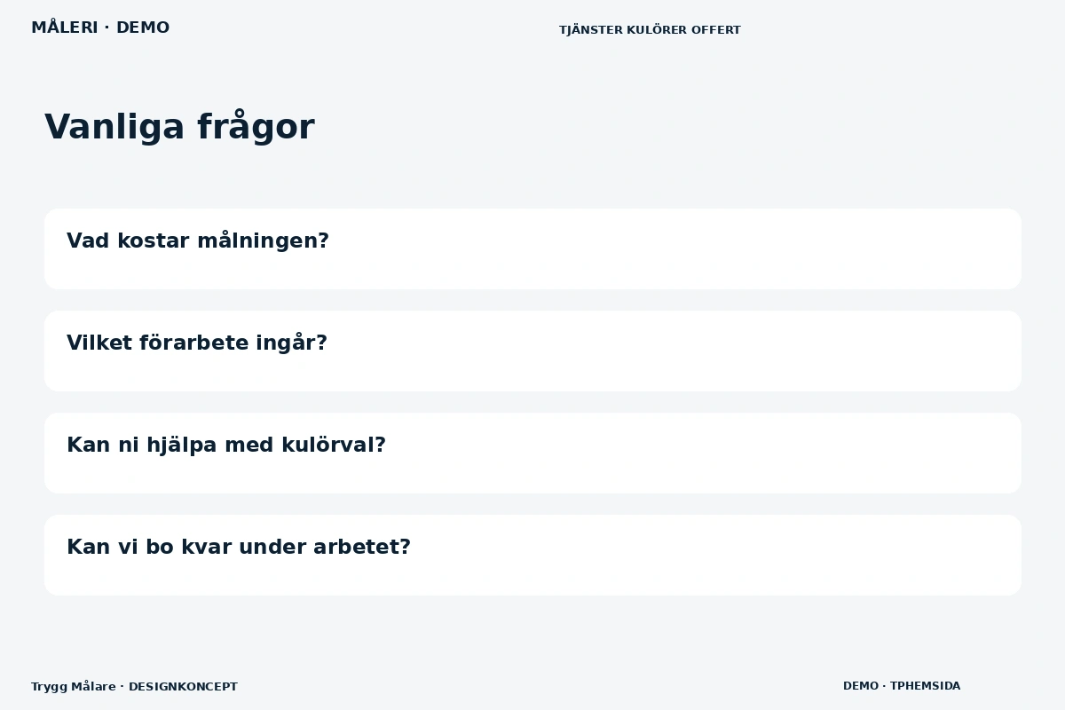 Trygg Målare – Vanliga frågor för måleri