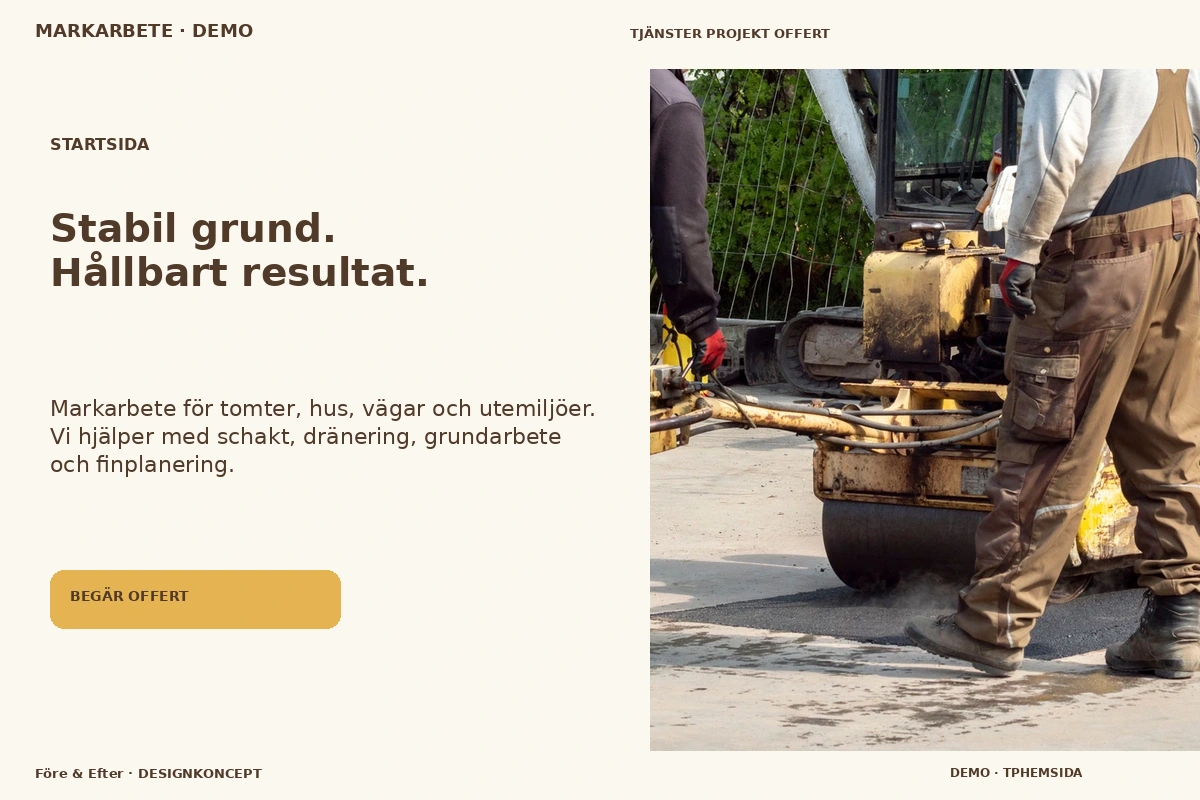 Före & Efter – Startsida för markarbete