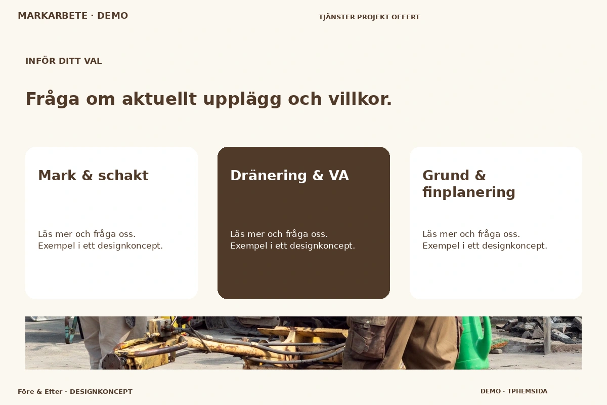 Före & Efter – Alternativ & villkor för markarbete