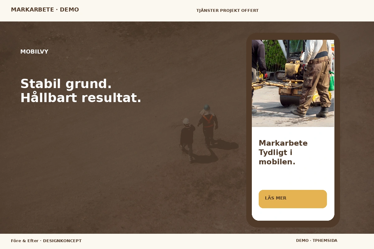 Före & Efter – Mobilvy för markarbete