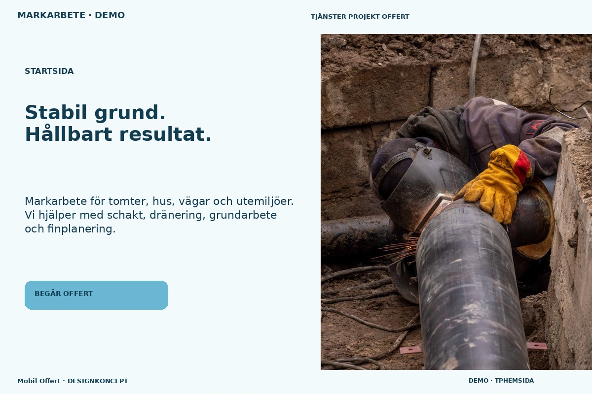 Mobil Offert – Startsida för markarbete