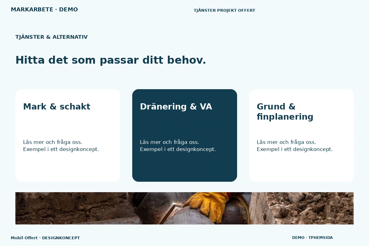 Mobil Offert – Tjänster & alternativ för markarbete