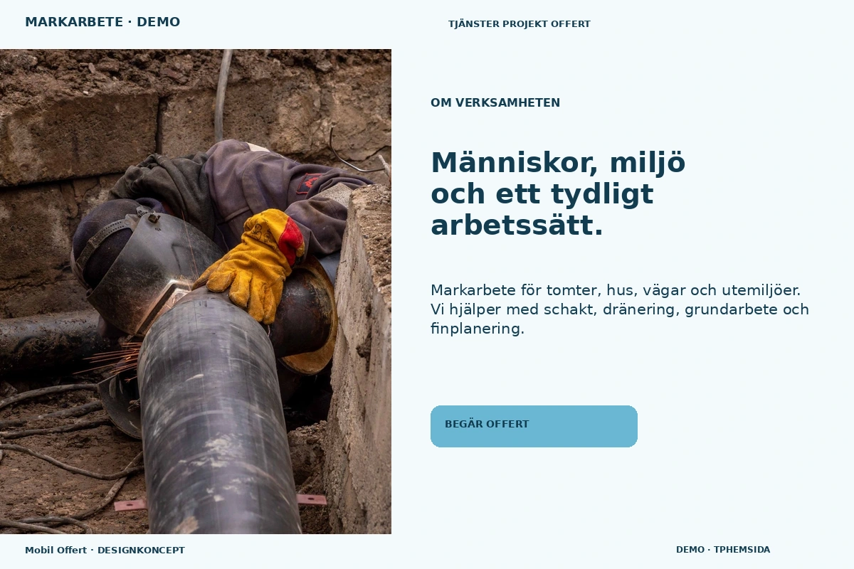 Mobil Offert – Om verksamheten för markarbete