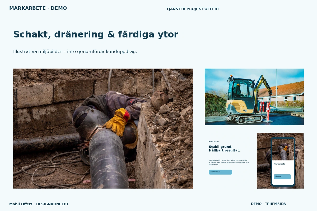 Mobil Offert – Schakt, dränering & färdiga ytor för markarbete