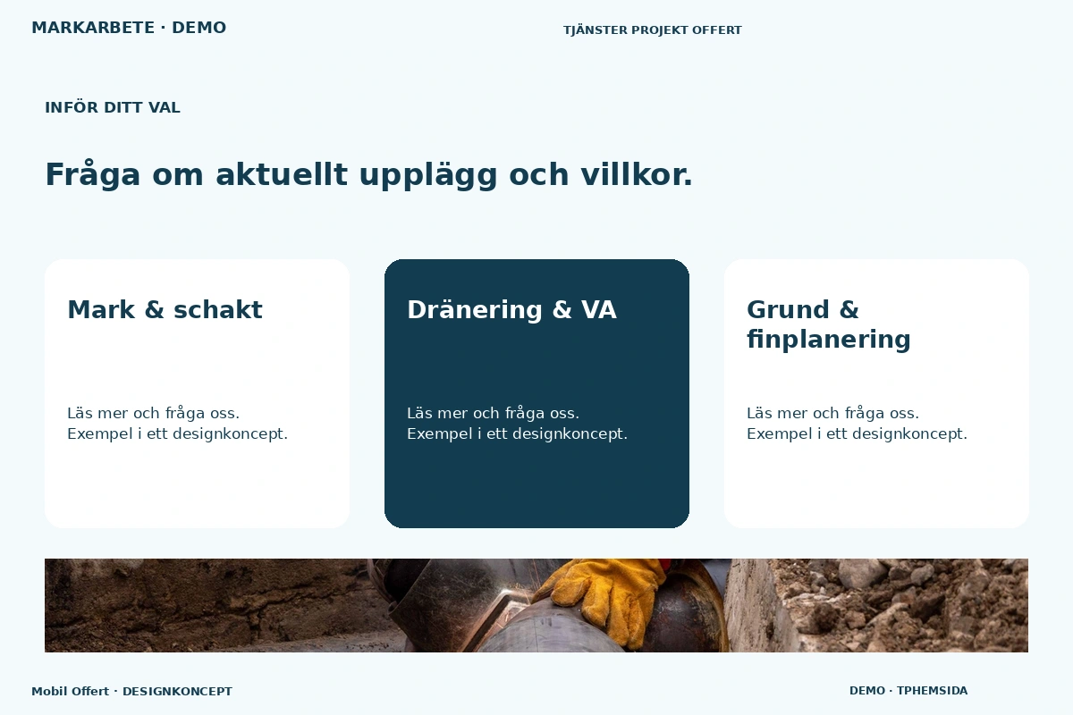 Mobil Offert – Alternativ & villkor för markarbete