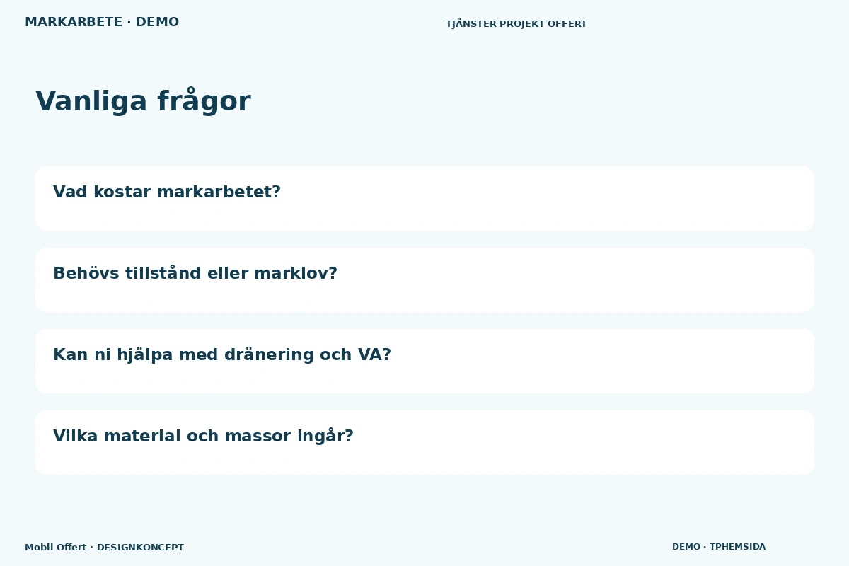 Mobil Offert – Vanliga frågor för markarbete