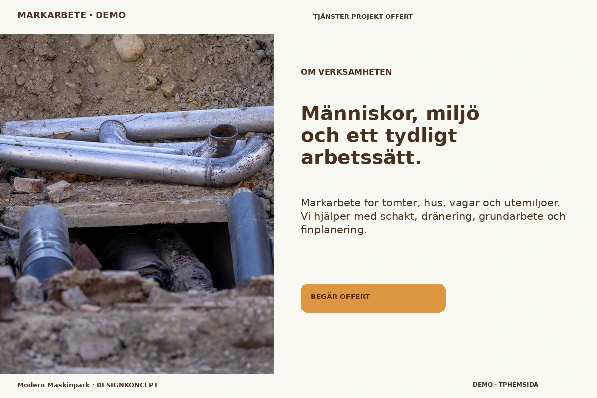 Modern Maskinpark – Om verksamheten för markarbete