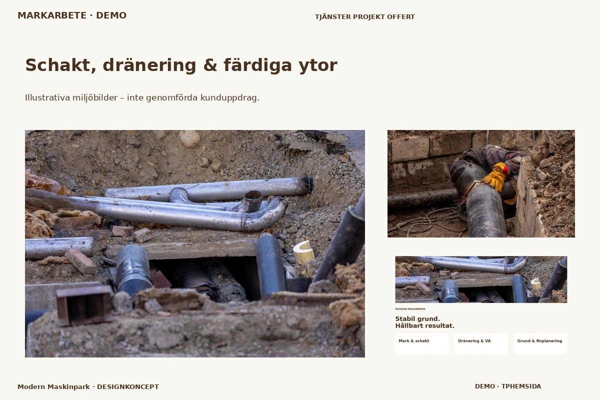Modern Maskinpark – Schakt, dränering & färdiga ytor för markarbete