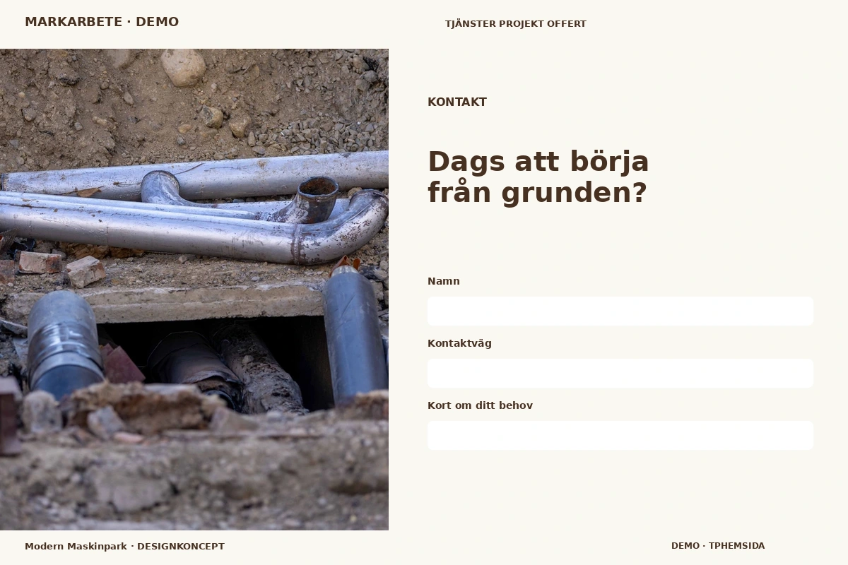 Modern Maskinpark – Kontakt för markarbete