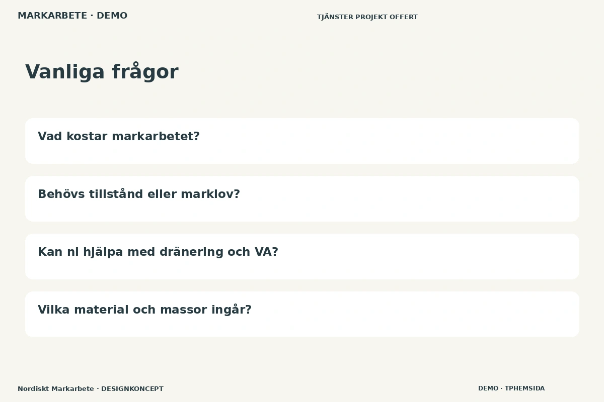 Nordiskt Markarbete – Vanliga frågor för markarbete