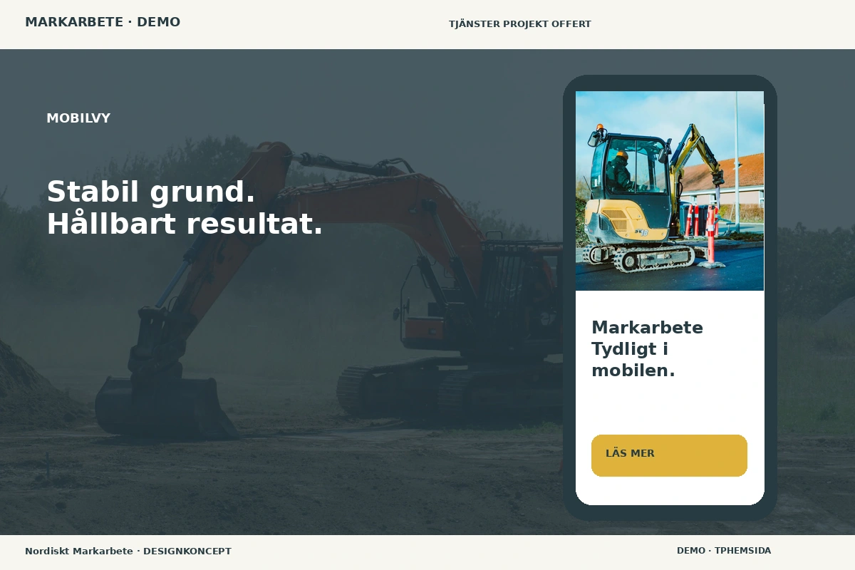 Nordiskt Markarbete – Mobilvy för markarbete