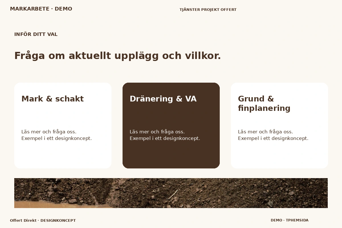 Offert Direkt – Alternativ & villkor för markarbete