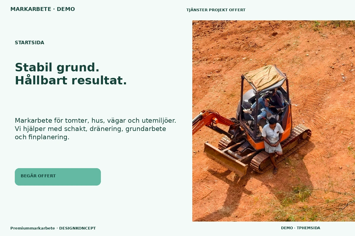 Premiummarkarbete – Startsida för markarbete