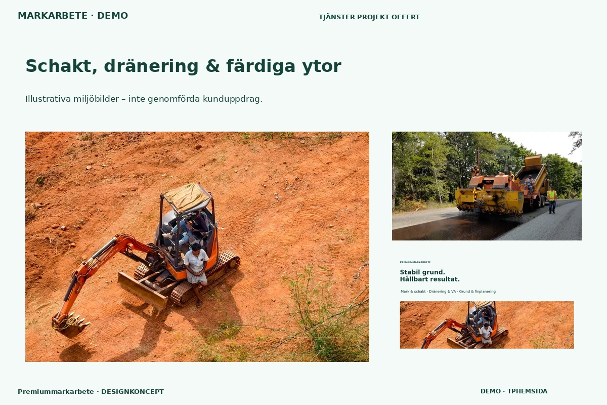 Premiummarkarbete – Schakt, dränering & färdiga ytor för markarbete