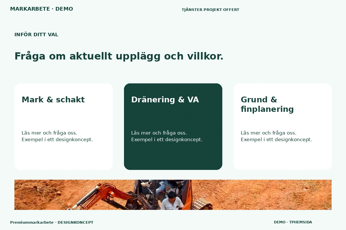 Premiummarkarbete – Alternativ & villkor för markarbete