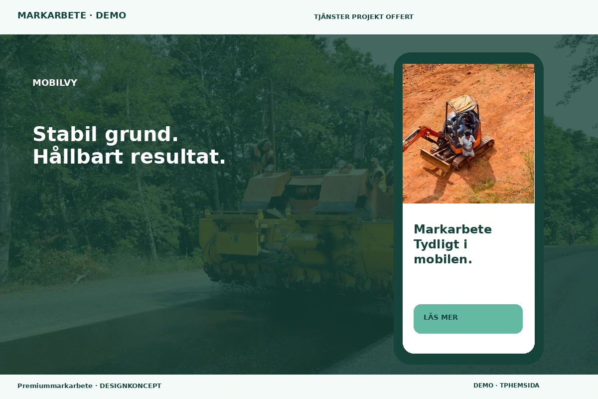 Premiummarkarbete – Mobilvy för markarbete