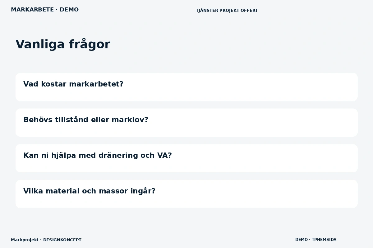 Markprojekt – Vanliga frågor för markarbete