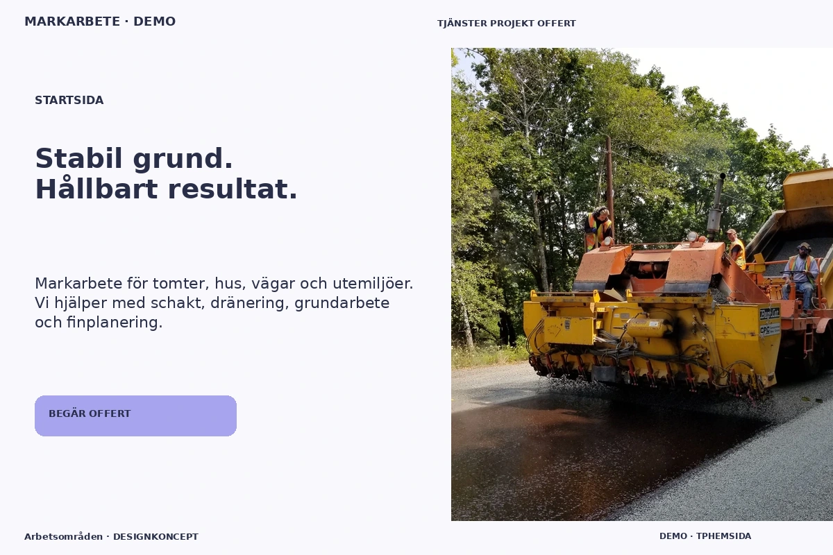 Arbetsområden – Startsida för markarbete
