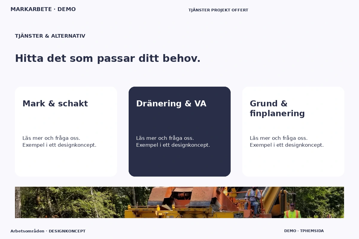Arbetsområden – Tjänster & alternativ för markarbete