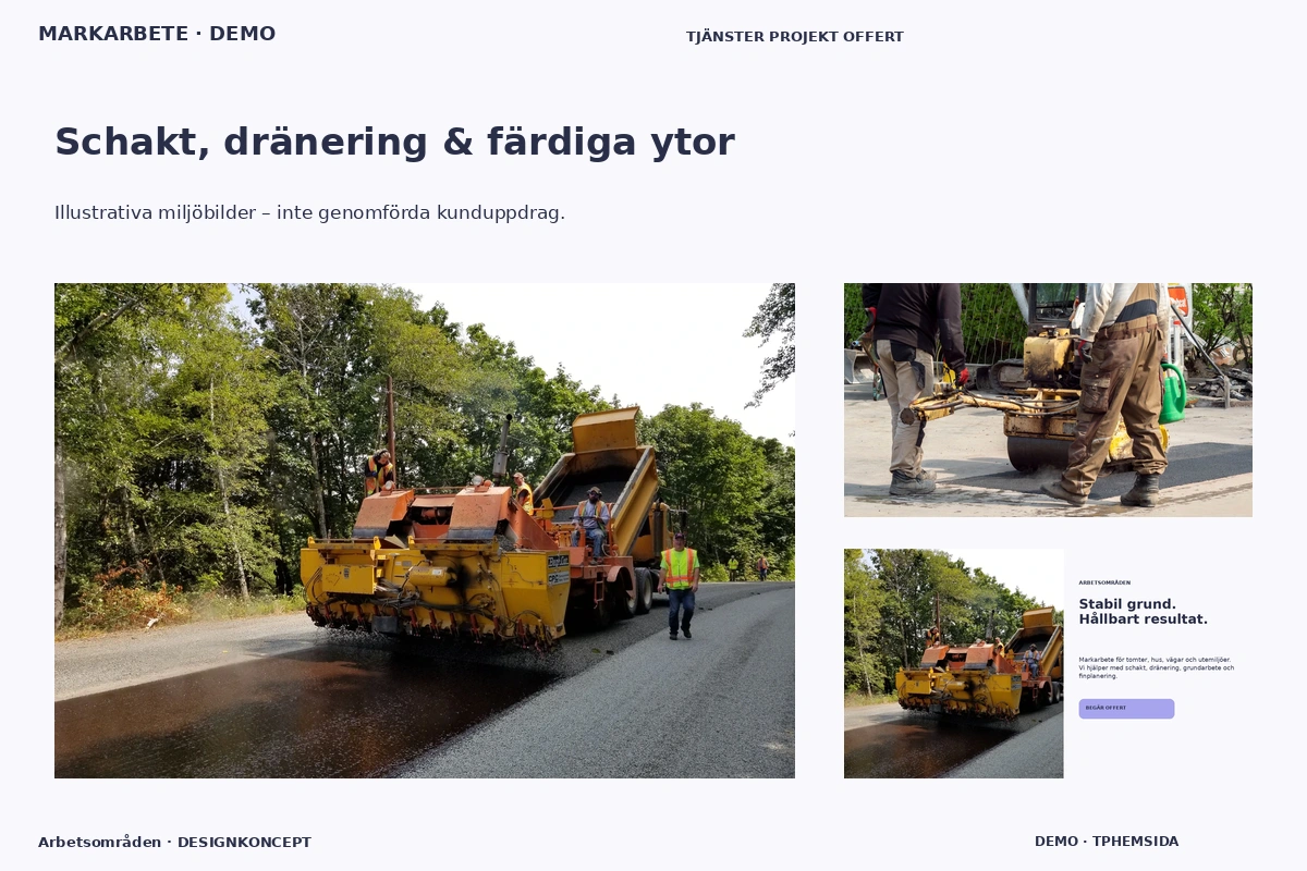 Arbetsområden – Schakt, dränering & färdiga ytor för markarbete