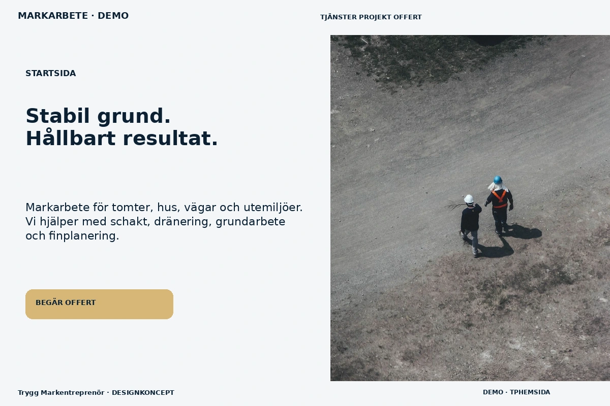 Trygg Markentreprenör – Startsida för markarbete