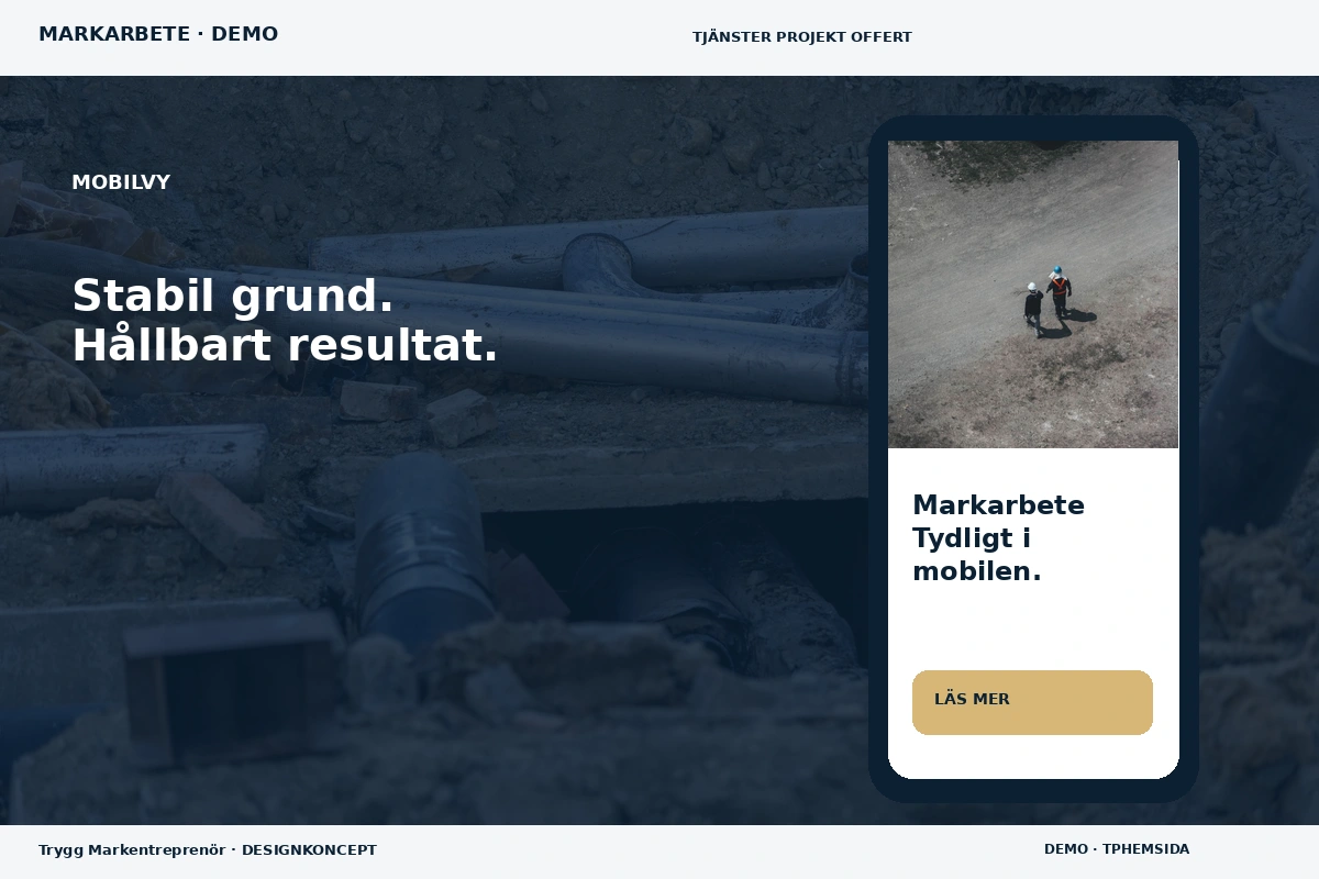 Trygg Markentreprenör – Mobilvy för markarbete