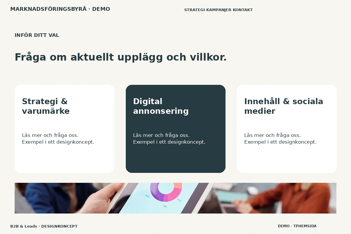 B2B & Leads – Alternativ & villkor för marknadsföringsbyrå