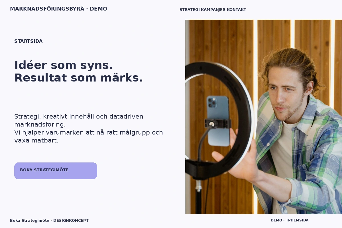Boka Strategimöte – Startsida för marknadsföringsbyrå