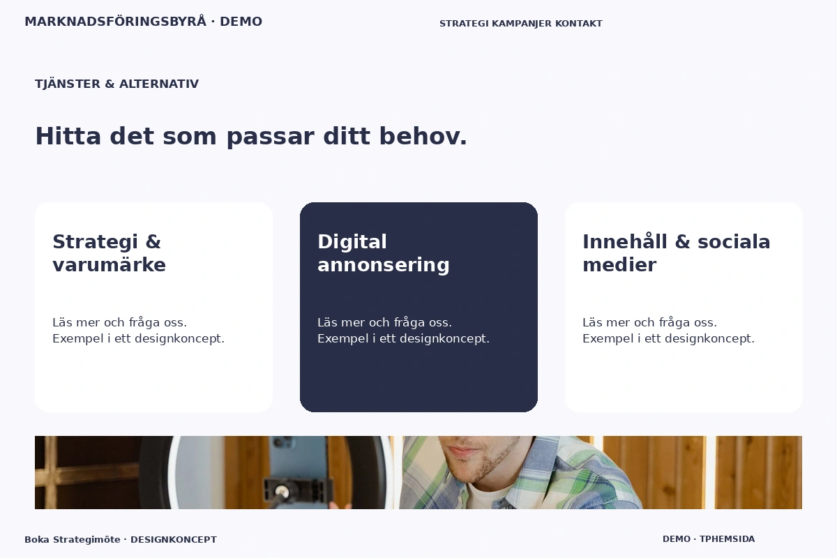 Boka Strategimöte – Tjänster & alternativ för marknadsföringsbyrå