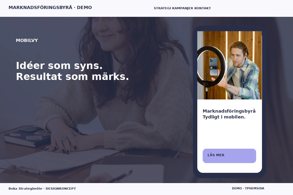 Boka Strategimöte – Mobilvy för marknadsföringsbyrå