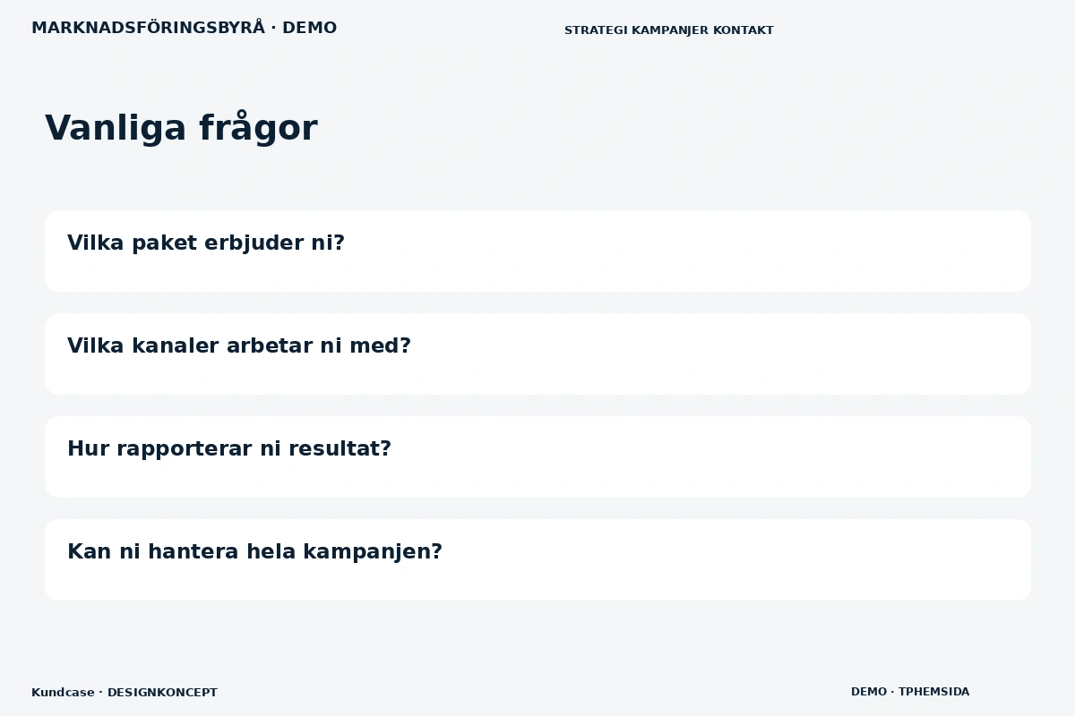 Kundcase – Vanliga frågor för marknadsföringsbyrå