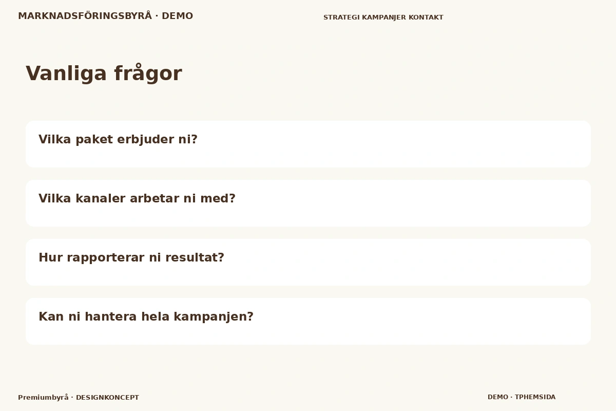 Premiumbyrå – Vanliga frågor för marknadsföringsbyrå