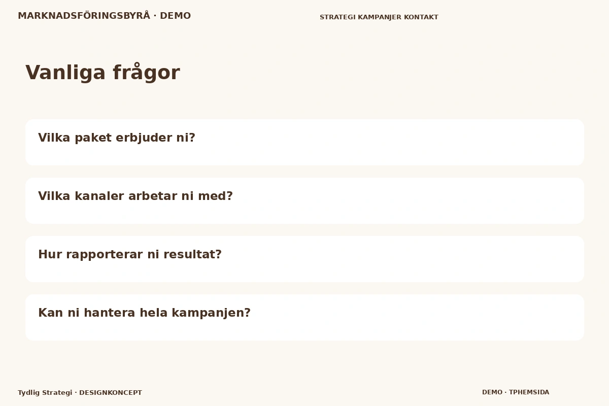 Tydlig Strategi – Vanliga frågor för marknadsföringsbyrå