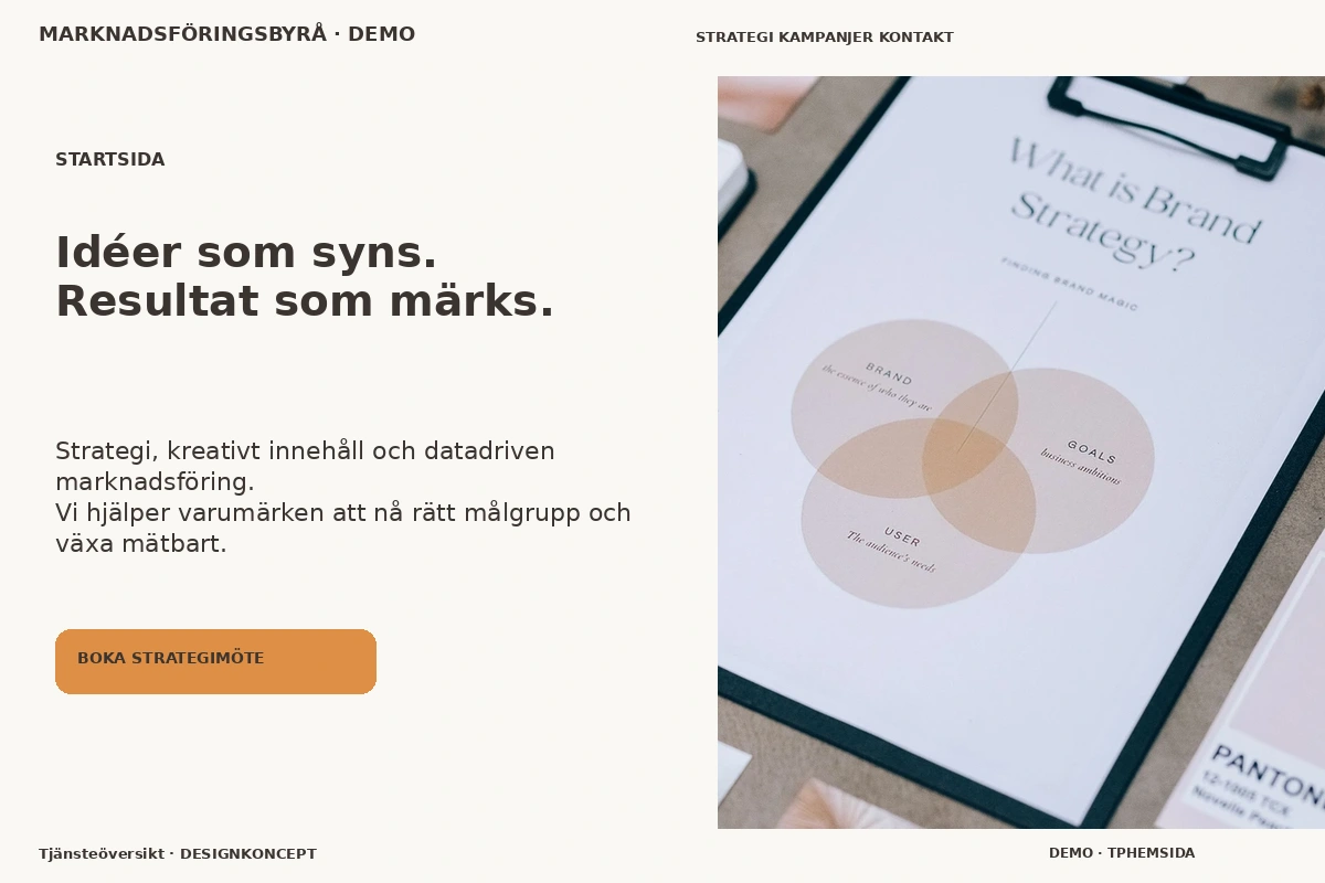 Tjänsteöversikt – Startsida för marknadsföringsbyrå
