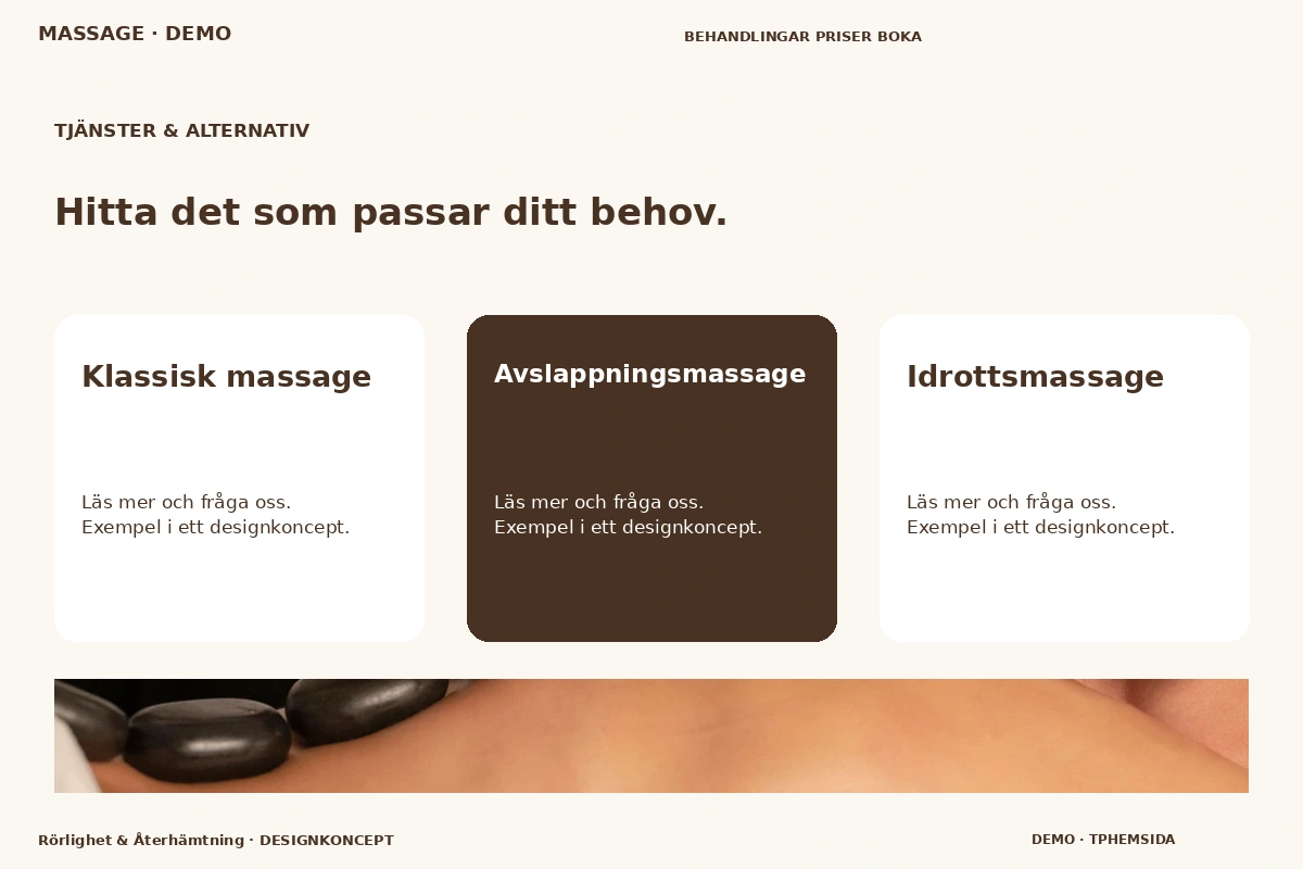 Rörlighet & Återhämtning – Tjänster & alternativ för massage