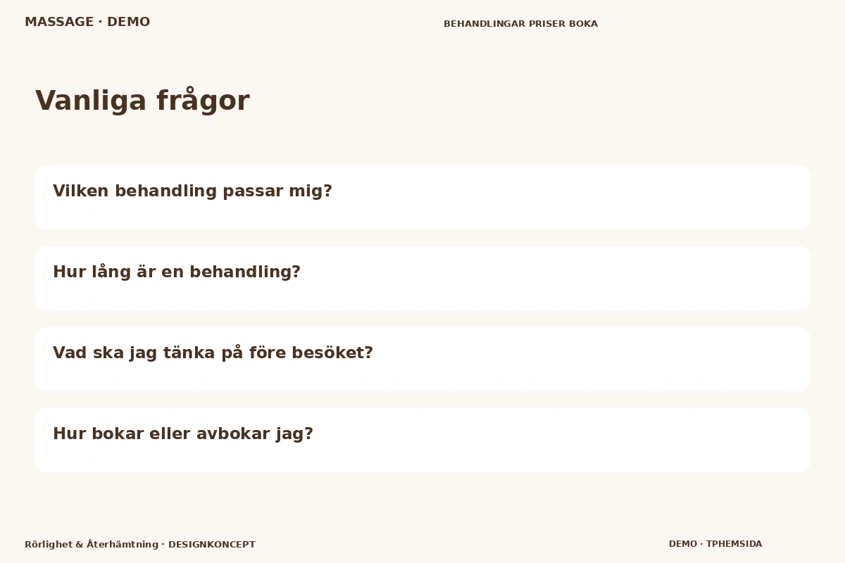Rörlighet & Återhämtning – Vanliga frågor för massage