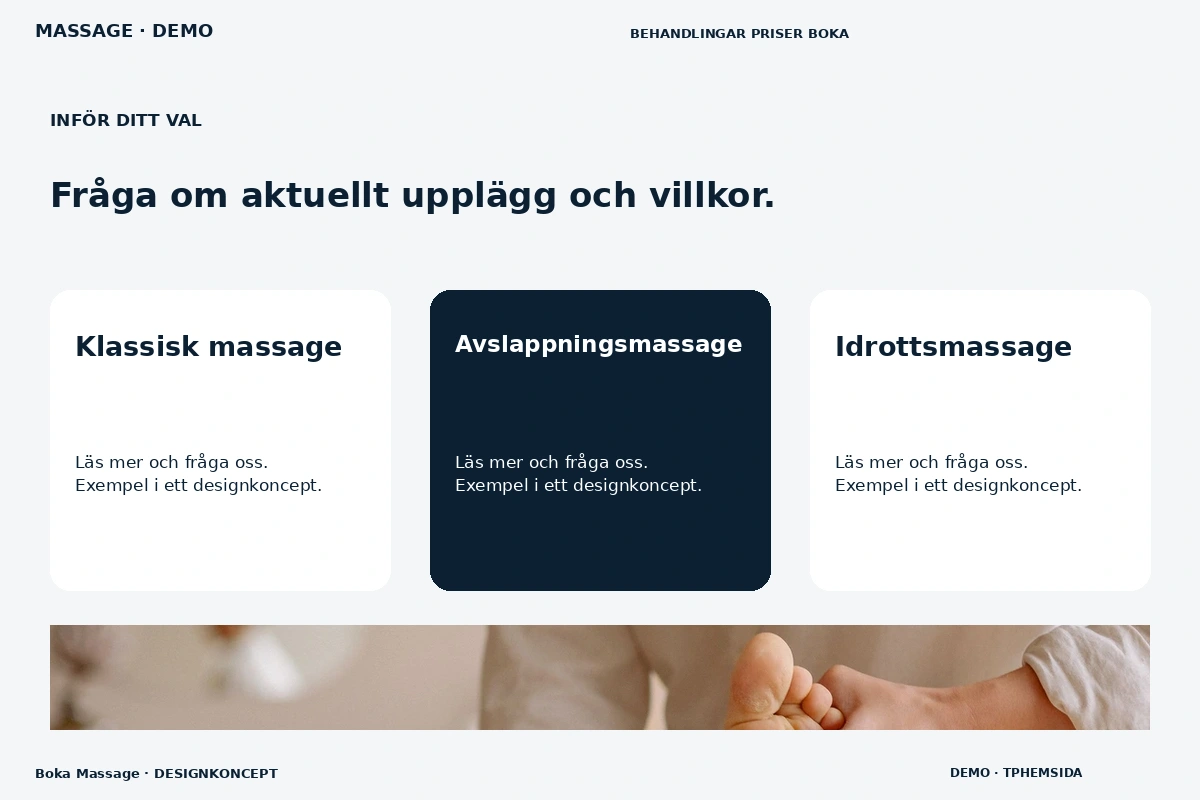 Boka Massage – Alternativ & villkor för massage