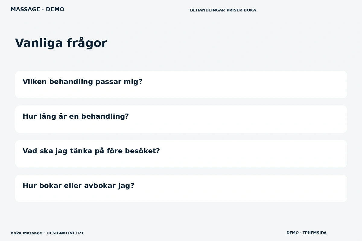 Boka Massage – Vanliga frågor för massage