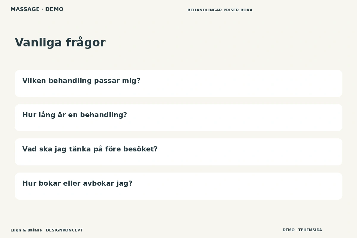 Lugn & Balans – Vanliga frågor för massage