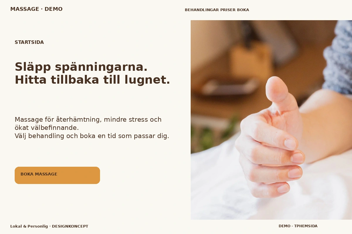 Lokal & Personlig – Startsida för massage
