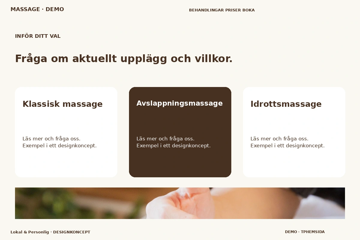 Lokal & Personlig – Alternativ & villkor för massage