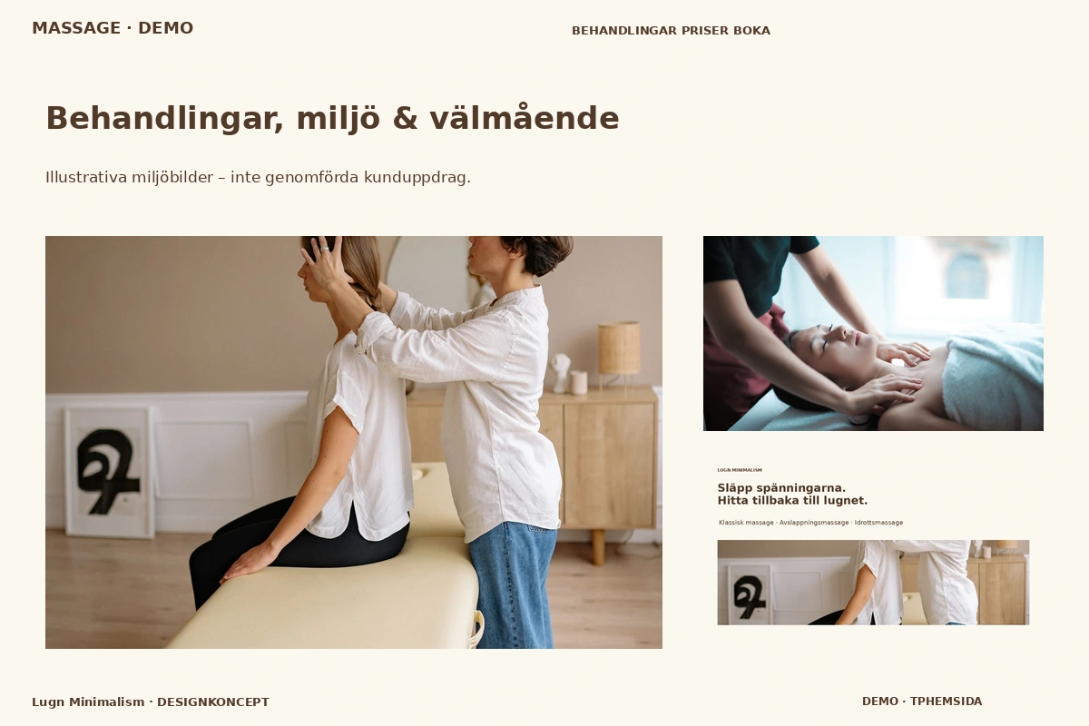 Lugn Minimalism – Behandlingar, miljö & välmående för massage