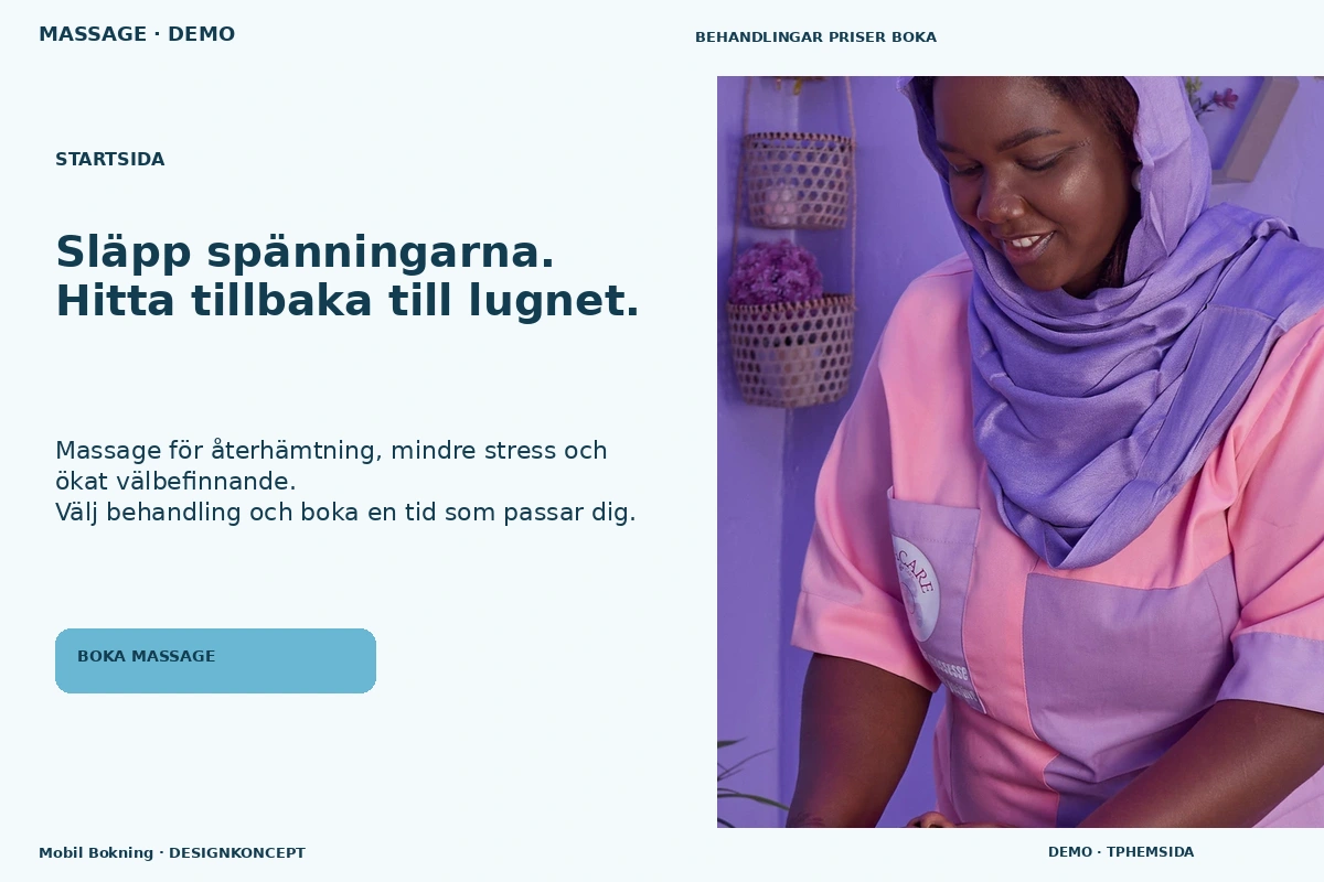 Mobil Bokning – Startsida för massage