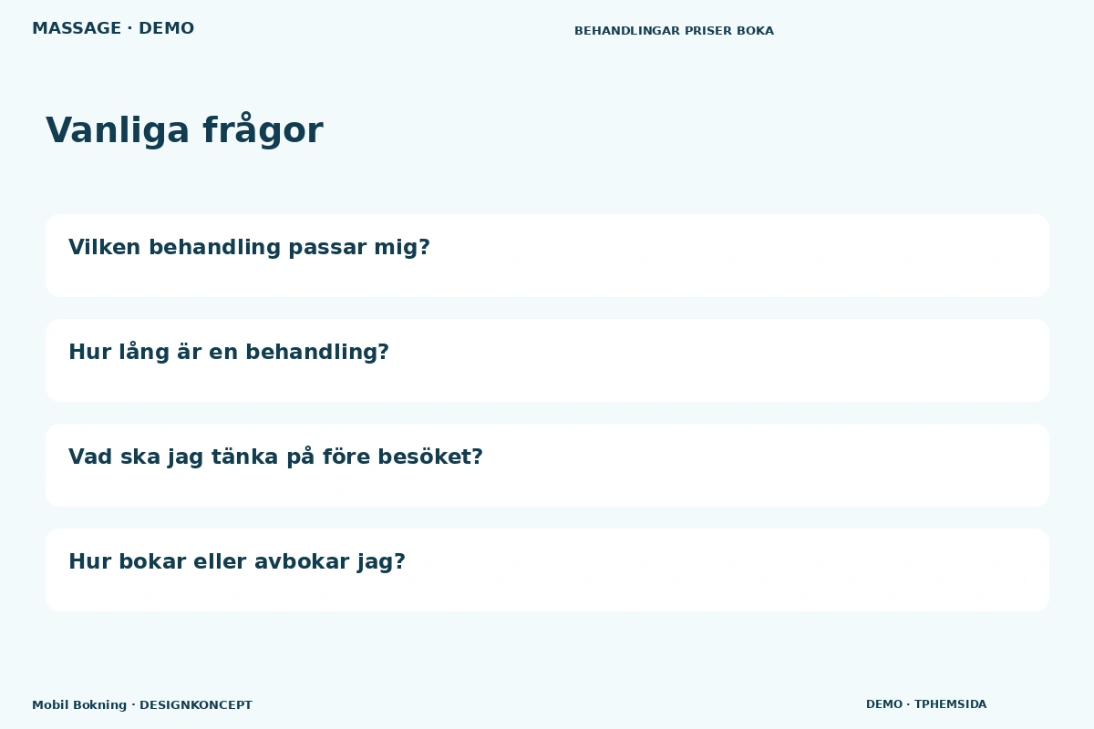 Mobil Bokning – Vanliga frågor för massage