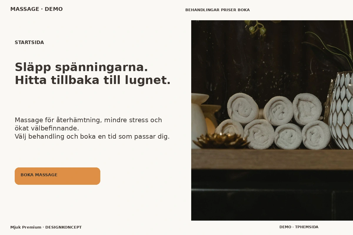 Mjuk Premium – Startsida för massage