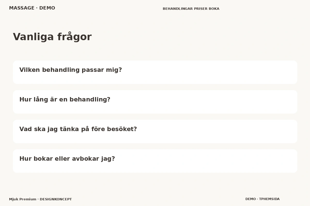 Mjuk Premium – Vanliga frågor för massage