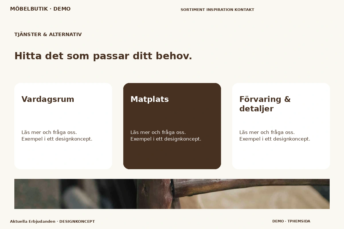 Aktuella Erbjudanden – Tjänster & alternativ för möbelbutik