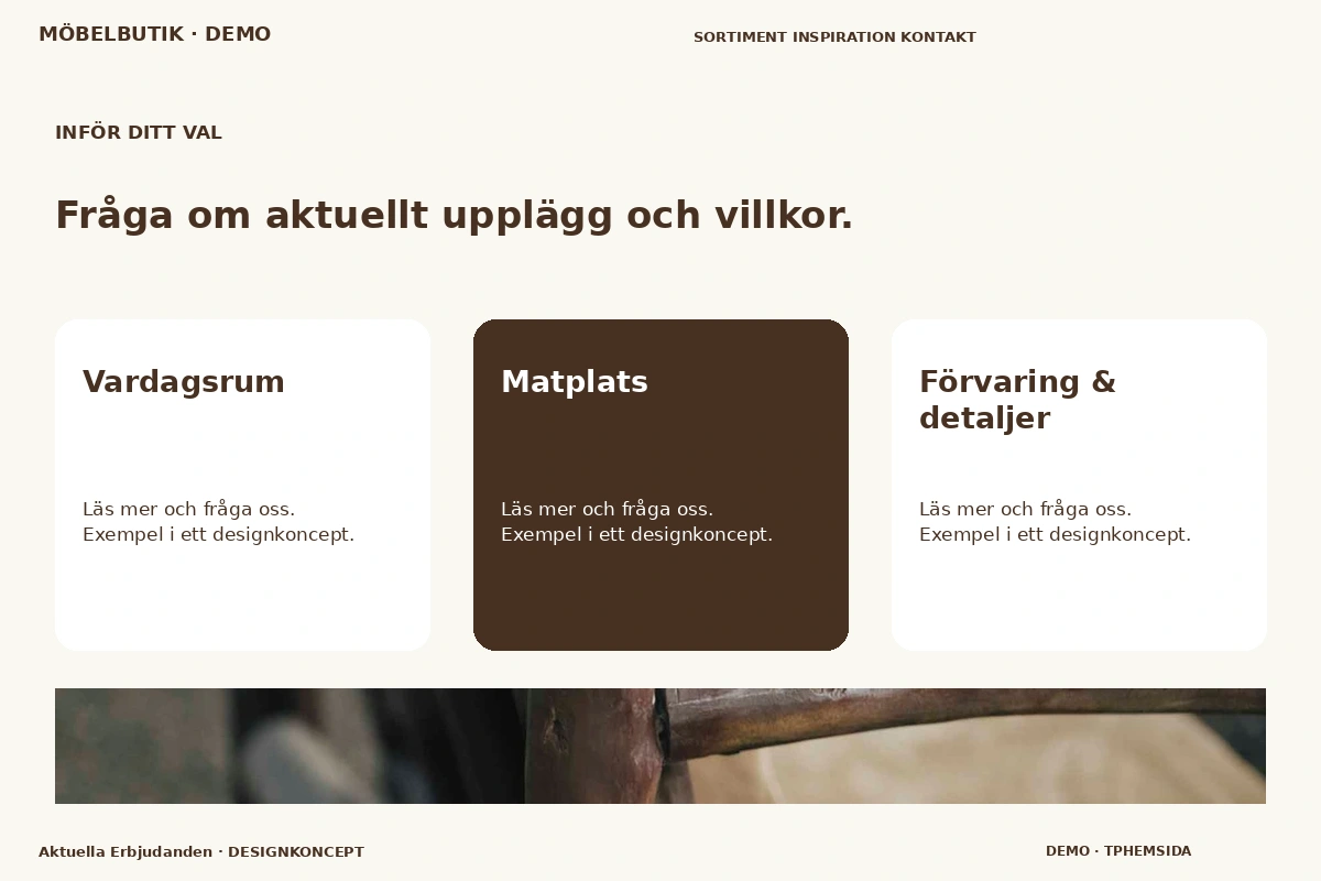 Aktuella Erbjudanden – Alternativ & villkor för möbelbutik