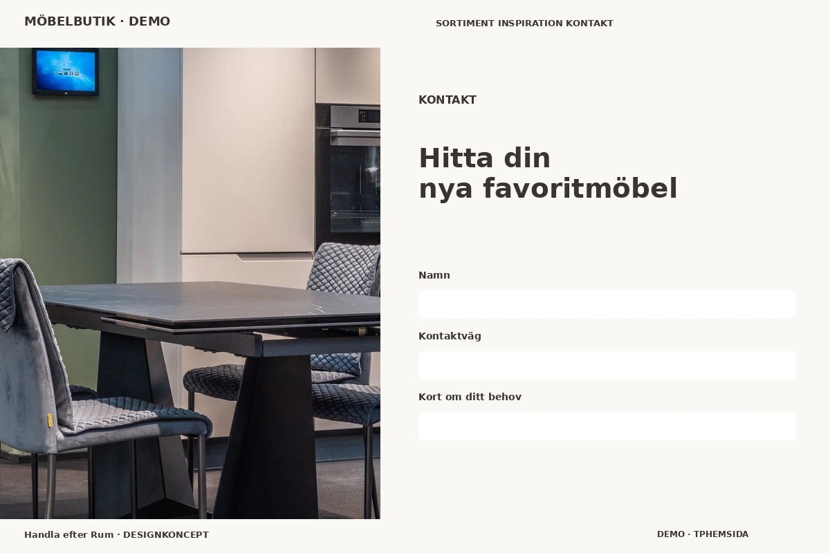 Handla efter Rum – Kontakt för möbelbutik
