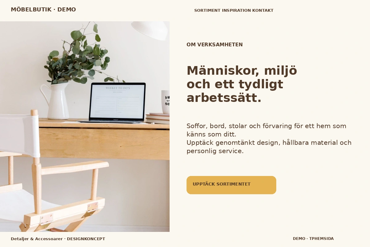 Detaljer & Accessoarer – Om verksamheten för möbelbutik